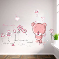 Cute Pink Bear Wall Stickers