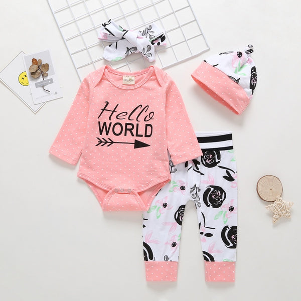 Baby Girl Clothes Black Rose Pants+Hat